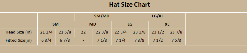 Under Armour Fitted Hat Size Chart