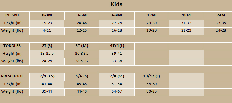Youth Size Chart Under Armour
